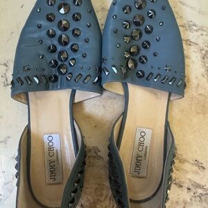 Jimmy Choo Teal Embellished Flats